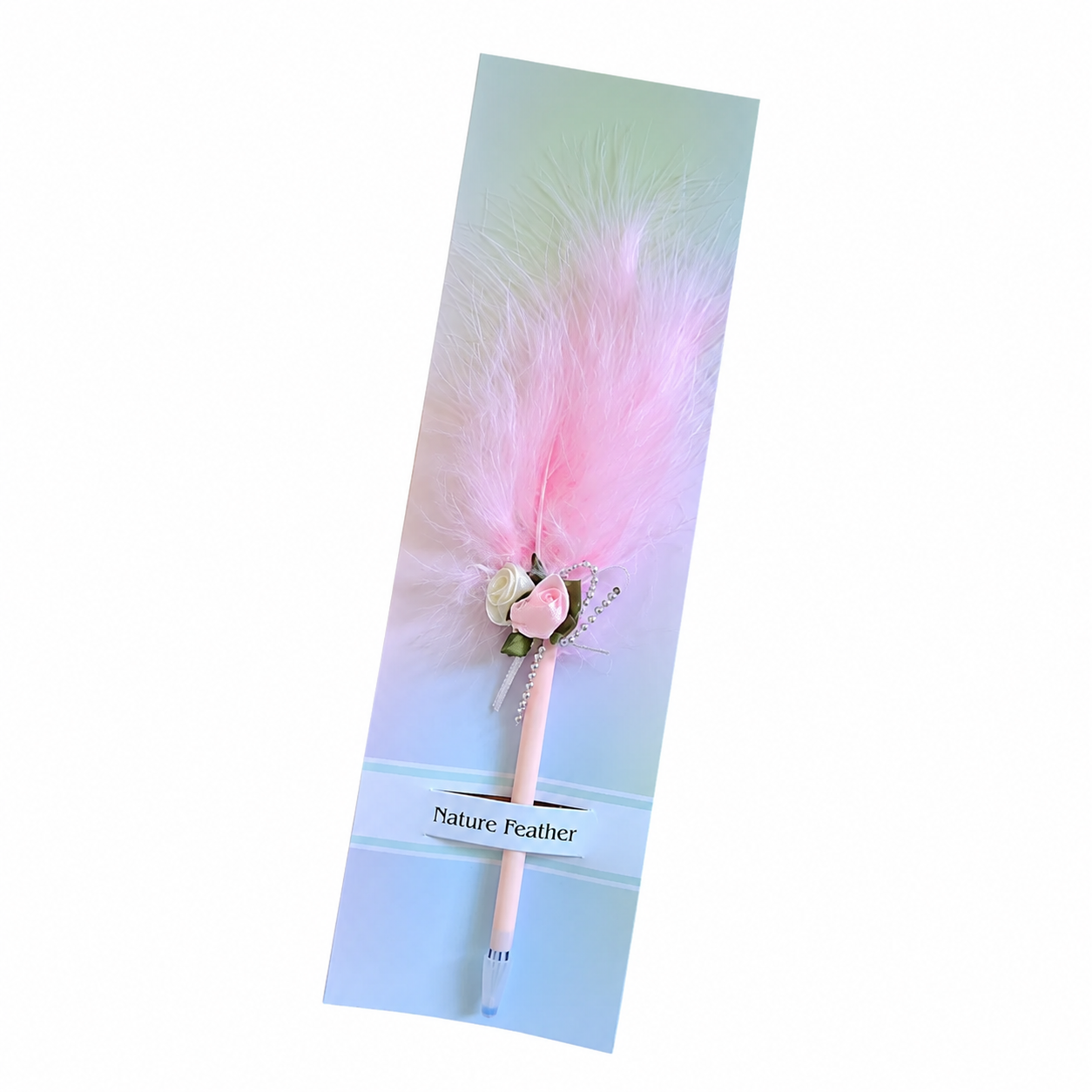 🕊️ Mărturii de Nuntă: Set 5 Pixuri Elegante „Feather Writer” cu Pană și Accesoriu Florale