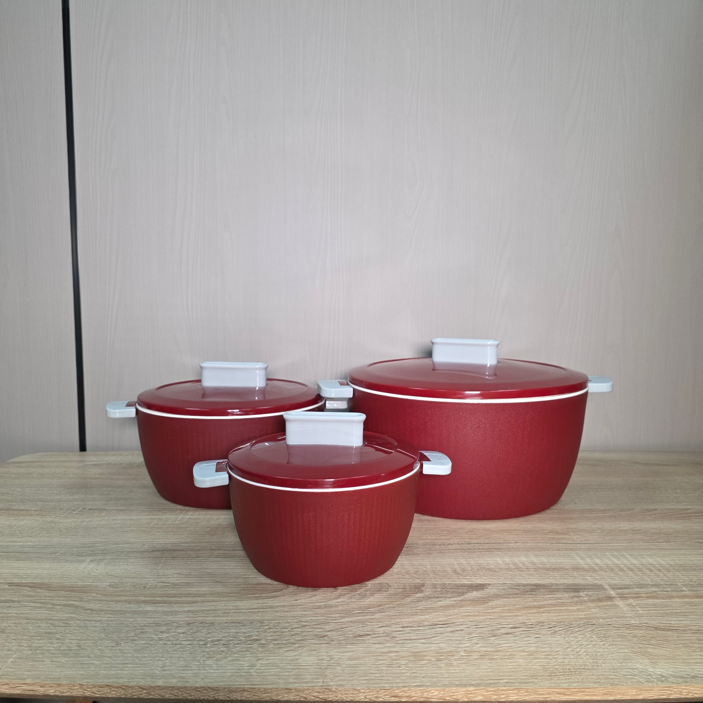 ThermoGrip Inox - SET 3 Caserole termice premium cu interior din Inox și Izolație din Spumă, Până la 4h Cald / 6h Rece - diferite modele