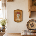 Cuier Decorativ de Perete cu Cârlig Dublu – Maro Rustic (11 x 17 cm)
