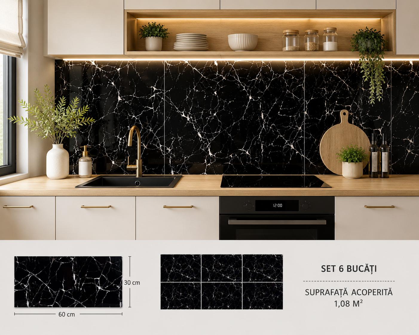 Set 6 Plăci Autocolante 30x60 cm: 2.5 mm Grosime, Montare în 3 Pași!