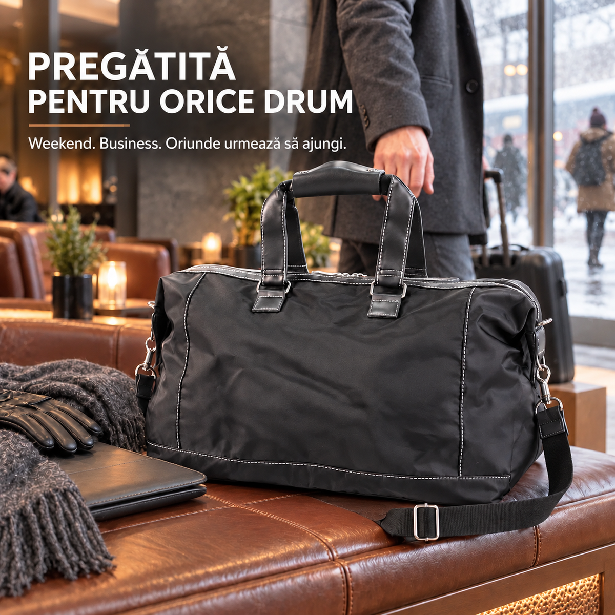 Geantă de voiaj neagră din pânză Oxford – organizare practică și purtare versatilă