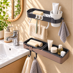 Set 2 Accesorii pentru Baie AquaDuo, pentru Organizare, Depozitare și Prosoape – 4 Variante