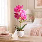 Orhidee Artificială Premium în Ghiveci Ceramic – Eleganță Fără Efort, 33cm