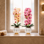 Orhidee Artificială Decorativă în Ghiveci Ceramic Premium – Rafinament Floral și Aspect Natural pentru Orice Interior, 79cm