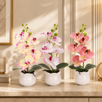 Orhidee Artificială Decorativă în Ghiveci Ceramic – Eleganță Florală pentru Casă și Birou, 49cm