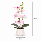 Orhidee Artificială Decorativă în Ghiveci Ceramic – Eleganță Florală pentru Casă și Birou, 49cm