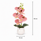 Orhidee Artificială Decorativă în Ghiveci Ceramic – Eleganță Florală pentru Casă și Birou, 49cm