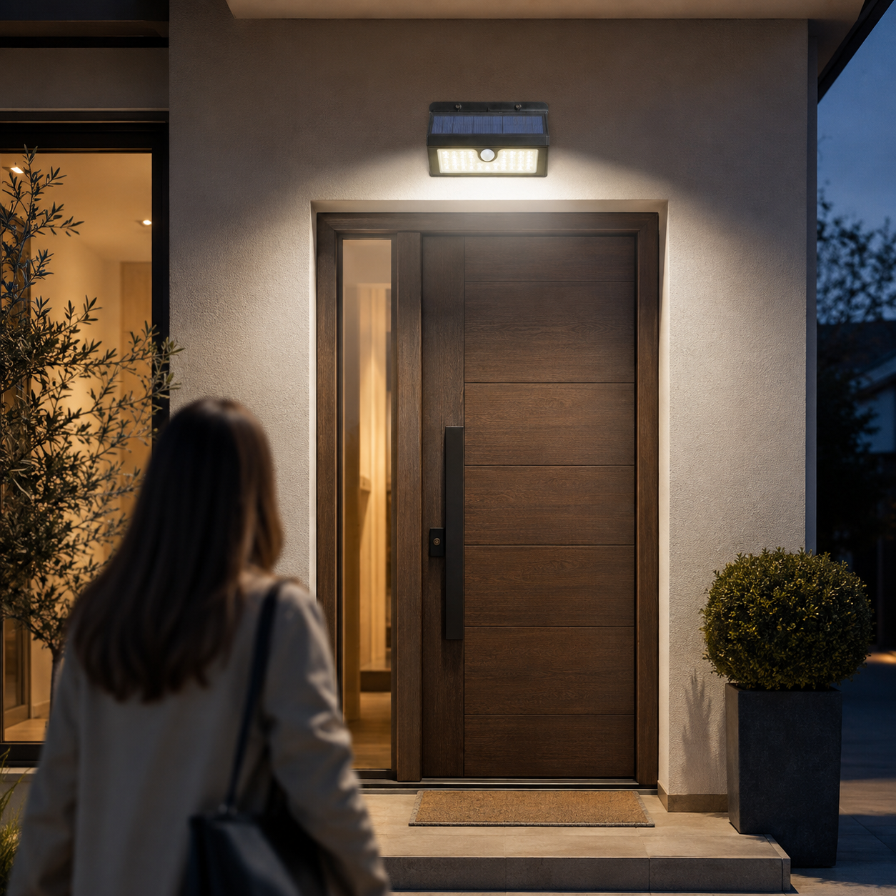 Lampă Solară LED cu Senzor de Mișcare și Acumulator – Iluminare Automată pentru Exterior