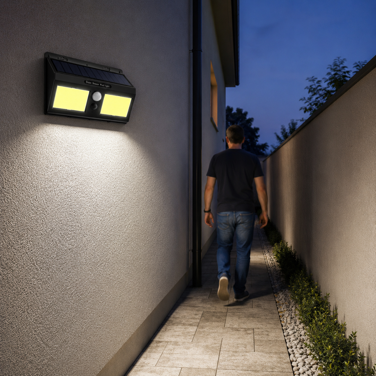 Lampă Solară LED cu Senzor de Mișcare și Acumulator – Iluminare Automată pentru Exterior