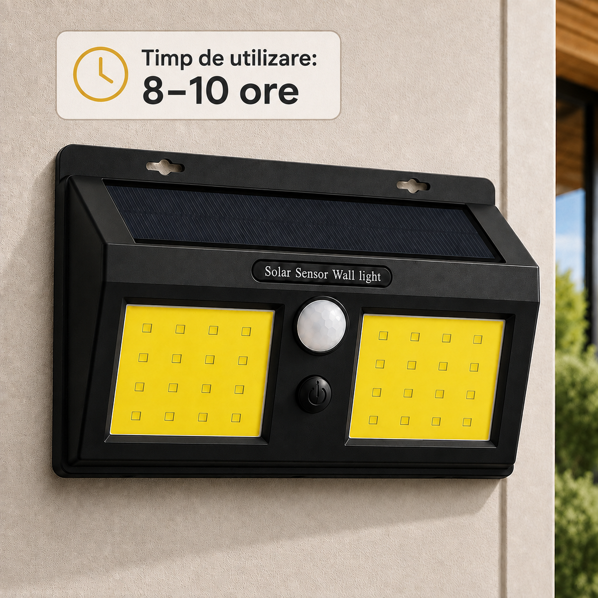 Lampă Solară LED cu Senzor de Mișcare și Acumulator – Iluminare Automată pentru Exterior