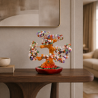 Copac Feng Shui Decorativ cu Pietre Semiprețioase și Suport Ceramic – Armonie și Eleganță, 22 cm