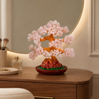 Copac Feng Shui Decorativ cu Pietre Semiprețioase și Suport Ceramic – Armonie și Eleganță, 22 cm