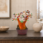Fântână Decorativă cu Copac Feng Shui și Pietre Semiprețioase, Iluminare LED, Pompă Submersibilă, 23 cm