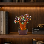 Fântână Decorativă cu Copac Feng Shui și Pietre Semiprețioase, Iluminare LED, Pompă Submersibilă, 23 cm
