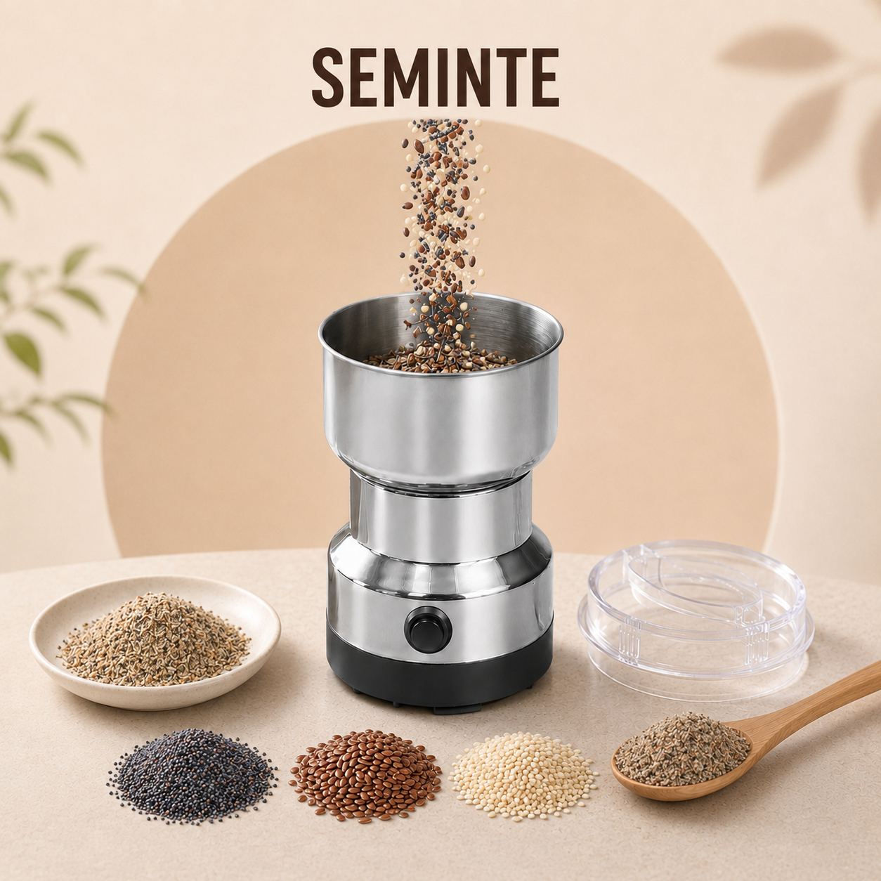 Râșniță Electrică din Inox, pentru Cafea și Condimente, lame ultra-rezistente