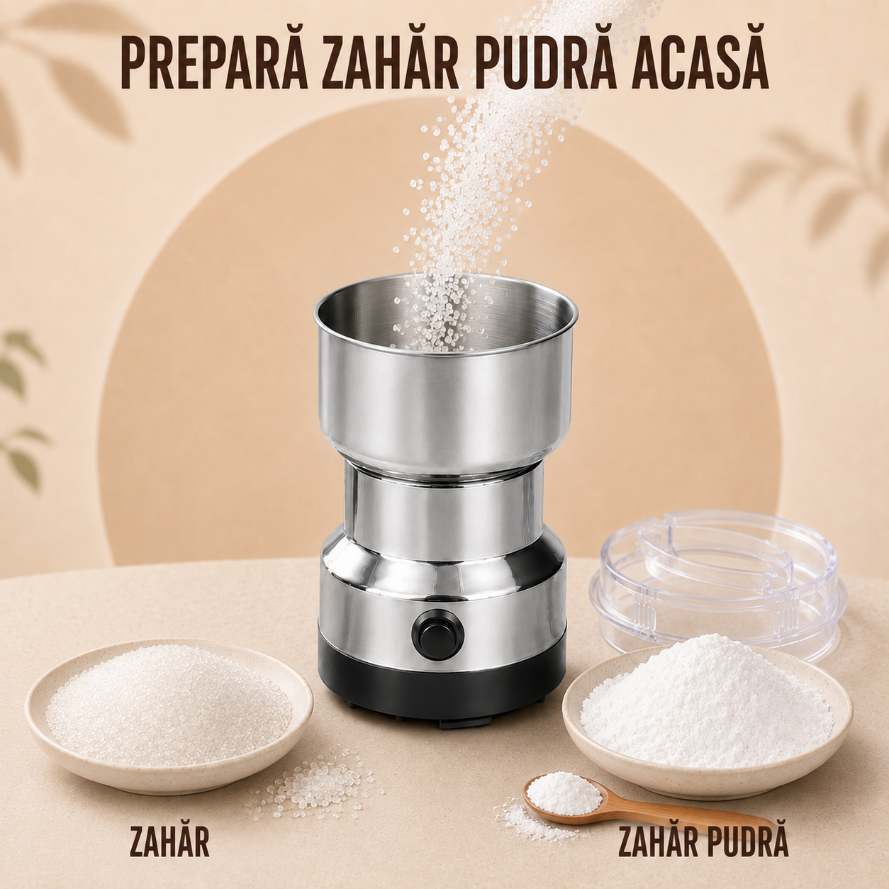Râșniță Electrică din Inox, pentru Cafea și Condimente, lame ultra-rezistente