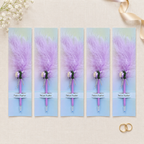 🕊️ Mărturii de Nuntă: Set 5 Pixuri Elegante „Feather Writer” cu Pană și Accesoriu Florale