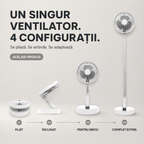 Ventilator Telescopic Portabil și Pliabil, Putere 4.8W, 3 Trepte de Viteză, Autonomie Sporită cu Acumulator de 3000 mAh, Încărcare USB