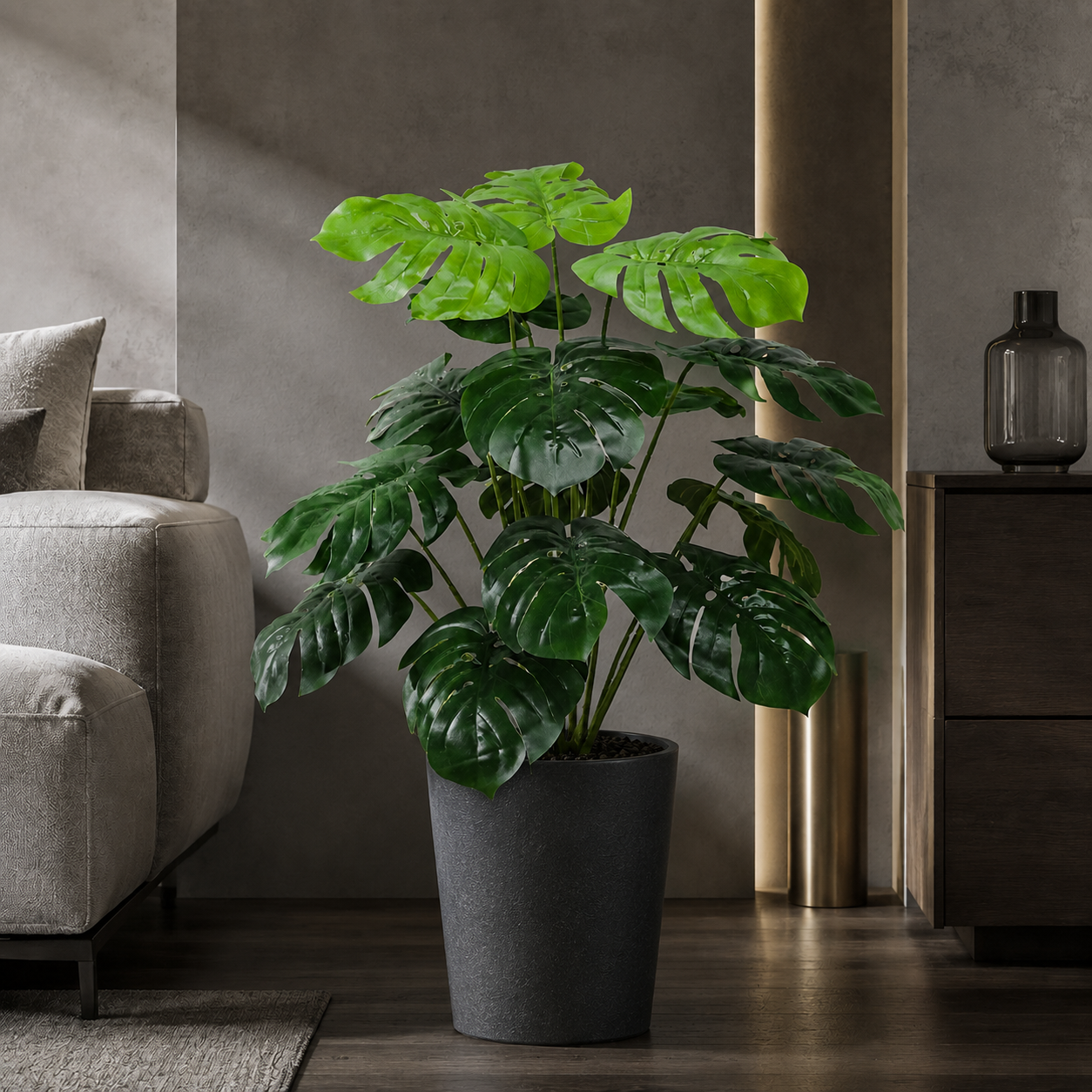 Arbust Artificial Schefflera Variegata, Ultra-Realistic, 65cm (Fara Ghiveci)