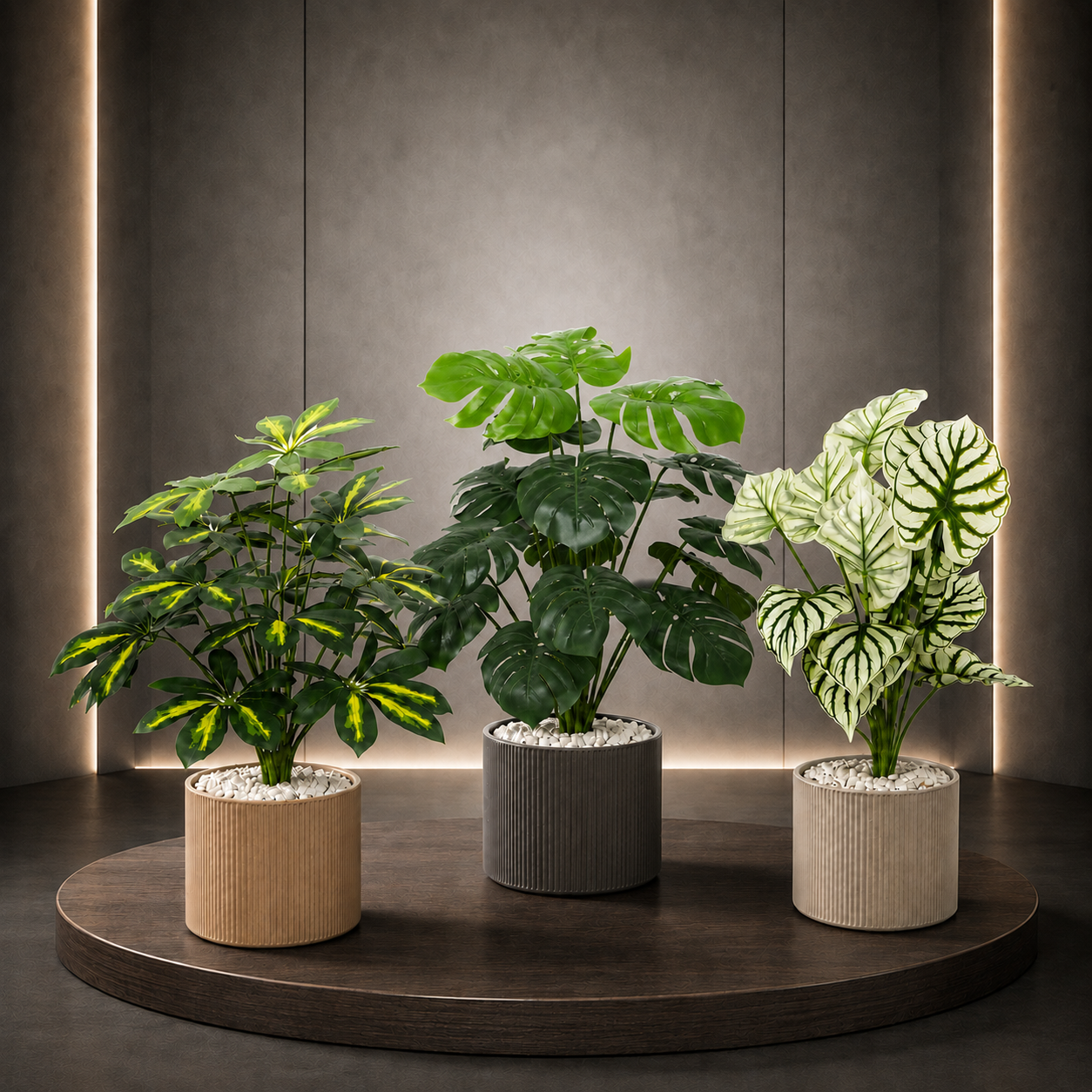 Arbust Artificial Schefflera Variegata, Ultra-Realistic, 65cm (Fara Ghiveci)
