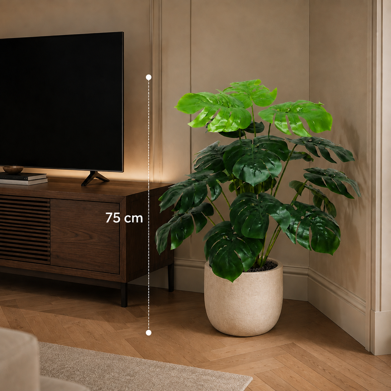 Arbust Artificial Schefflera Variegata, Ultra-Realistic, 65cm (Fara Ghiveci)