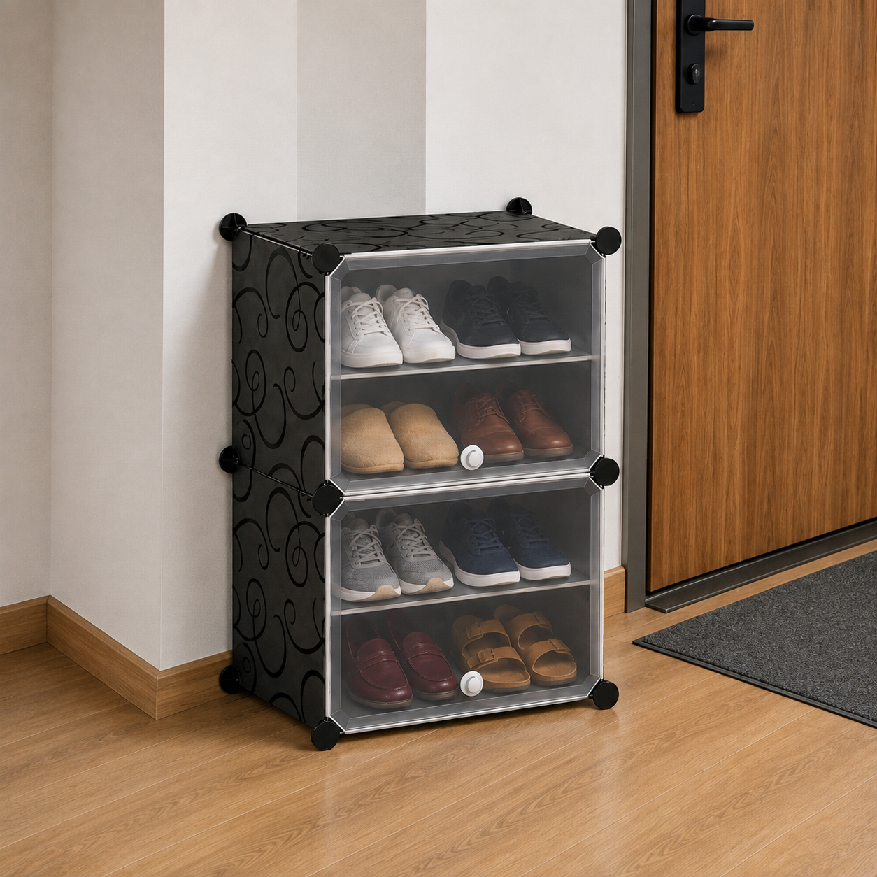 Pantofar modular Urban Loft, 4 Niveluri, 2 Uși, Protecție Antipraf și Depozitare Compactă