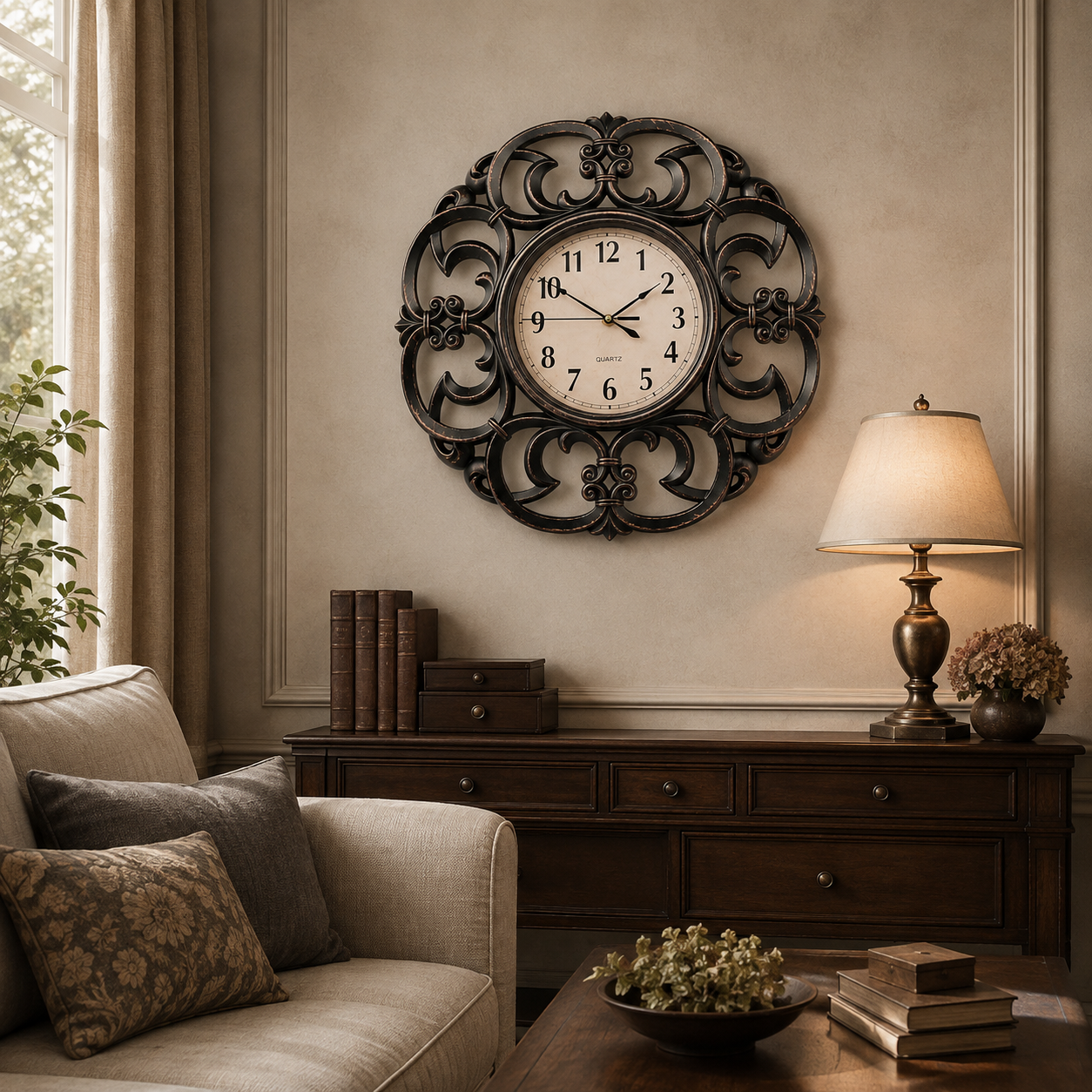 Ceas de Perete Decorativ Aspect Antic – Eleganță Vintage pentru Casa Ta