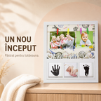 Ramă Foto „Amintiri de-o Viață” – cu 5 Fotografii și Kit Amprente Bebeluș, 35 × 32 cm