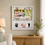 Ramă Foto „Amintiri de-o Viață” – cu 5 Fotografii și Kit Amprente Bebeluș, 35 × 32 cm