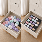 Organizator Pliabil pentru Dulap sau Sertar, 20 Compartimente, 30 × 30 × 10 cm, Gri