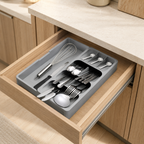 Organizator Extensibil din Plastic pentru Tacâmuri, 40,5 x  16,7–30 cm (Lățime Reglabilă) × 6 cm