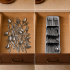 Organizator din Plastic pentru Tacâmuri, 40 x 11 x 5,4 cm, Gri