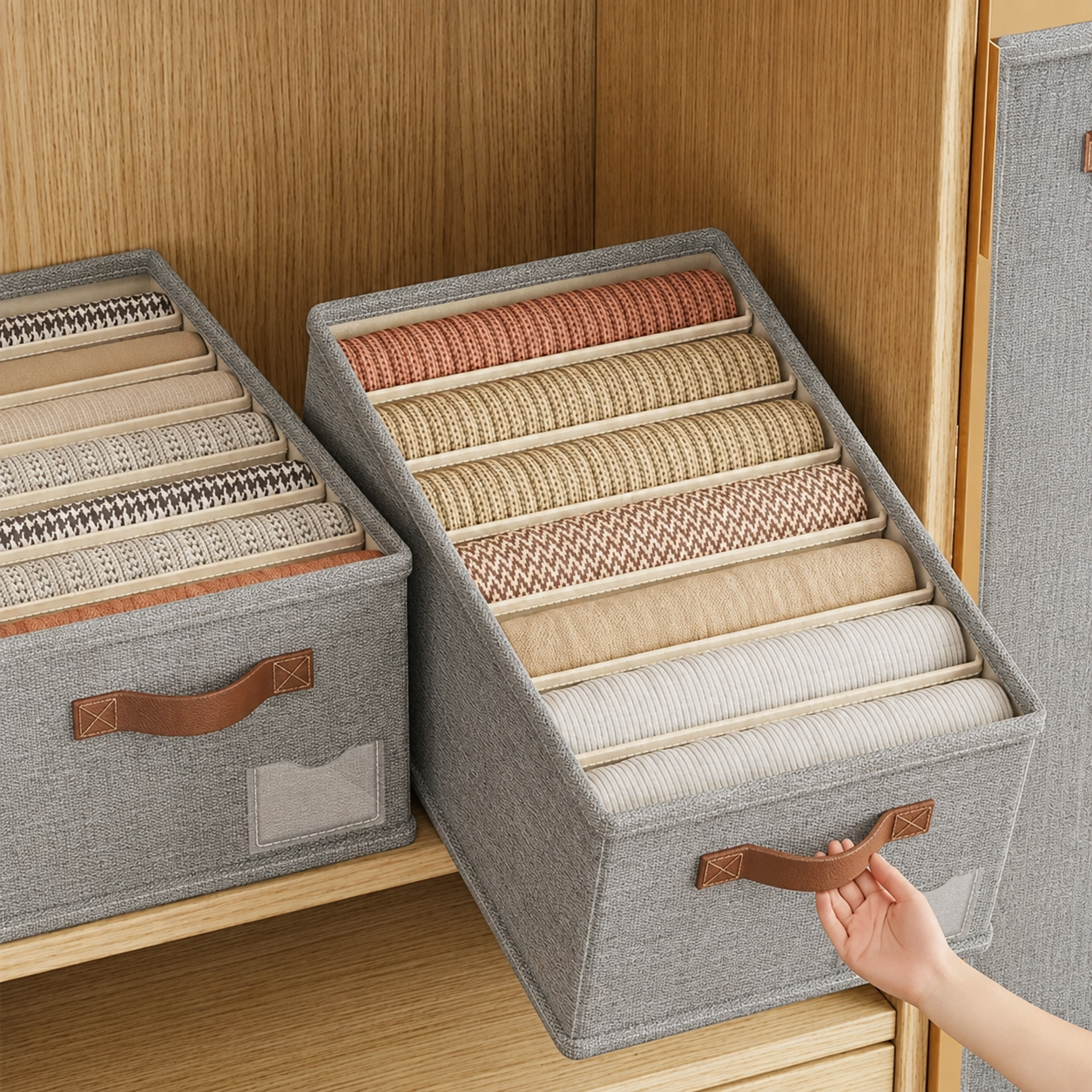 Organizator Pliabil Multifuncțional, cu Mâner, pentru Depozitare Compactă, Gri, 45 × 28 × 18 cm