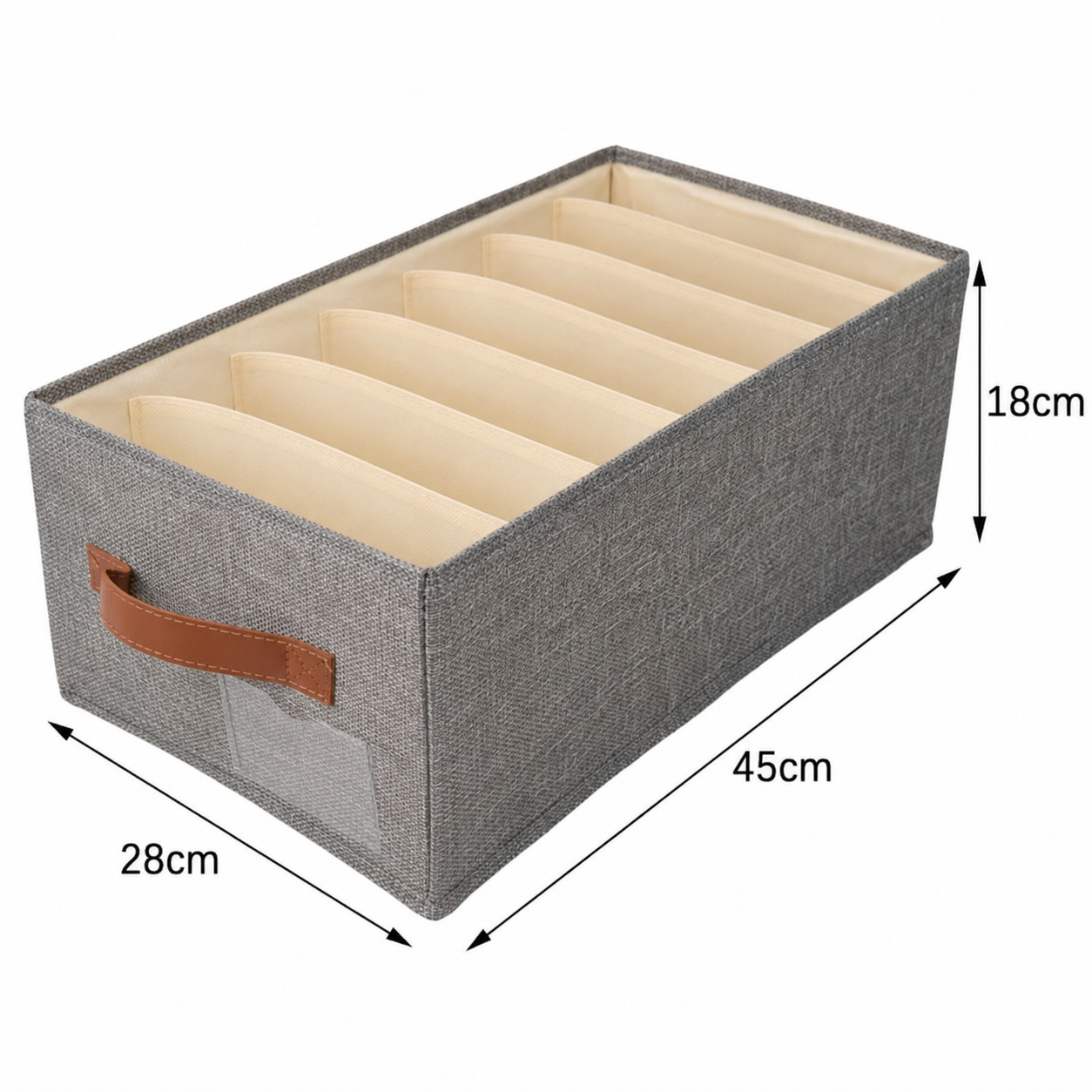 Organizator Pliabil Multifuncțional, cu Mâner, pentru Depozitare Compactă, Gri, 45 × 28 × 18 cm