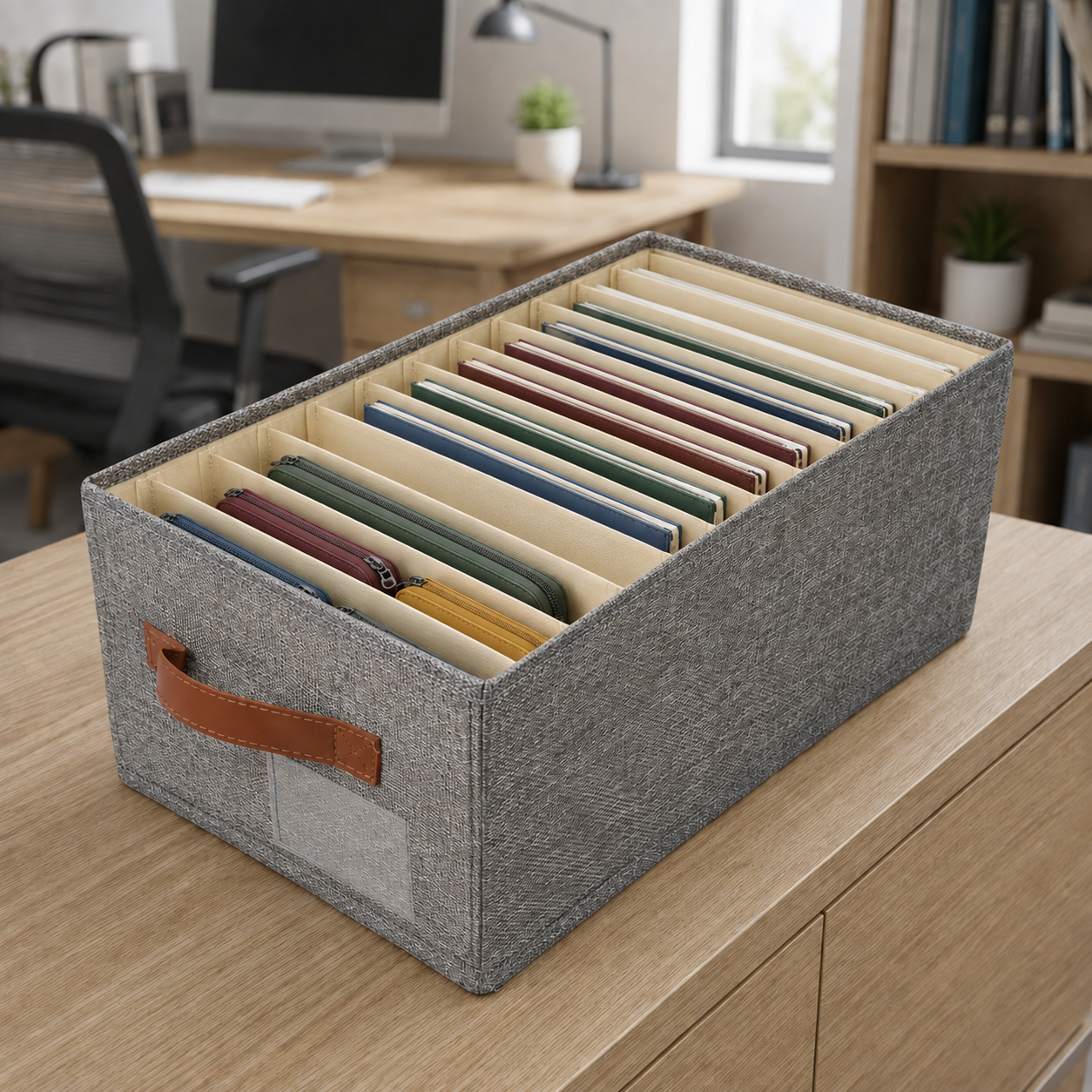 Organizator Pliabil Multifuncțional, cu Mâner, pentru Depozitare Compactă, Gri, 45 × 28 × 18 cm