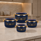Set 4 Caserole Termice Premium, Interior din Inox și Izolație din Spumă, 1L + 2L + 4L + 6L, Cald până la 4 Ore / Rece până la 6 Ore