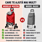 Cărucior de Cumpărături Pliabil, cu 6 Roți pentru Urcarea Scărilor, Sac Impermeabil Detașabil și Cadru Rezistent, 37 L