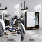 Dulap Modular Urban Loft, 9 Uși, cu Cadru din Oțel și Panouri din Polipropilenă, pentru Haine, Încălțăminte și Accesorii – 127 × 110 × 37 cm