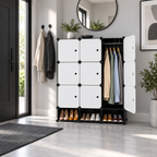 Dulap Modular Urban Loft, 9 Uși, cu Cadru din Oțel și Panouri din Polipropilenă, pentru Haine, Încălțăminte și Accesorii – 127 × 110 × 37 cm