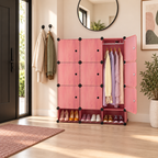 Dulap Modular Urban Loft, 9 Uși, cu Cadru din Oțel și Panouri din Polipropilenă, pentru Haine, Încălțăminte și Accesorii – 127 × 110 × 37 cm