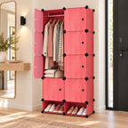 Dulap Modular CasaFlex, cu 8 Uși, Bară pentru Umerașe și Compartimente pentru Încălțăminte, 162 × 75 × 37 cm – 4 Variante