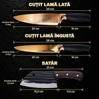 Set Cuțite și Satâr TrioChef, Lame din Inox, pentru Feliere, Tocat și Porționare, 3 Piese