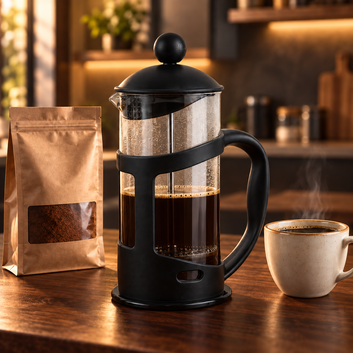 Infuzor multifuncțional French Press pentru cafea și ceai, 600 ml