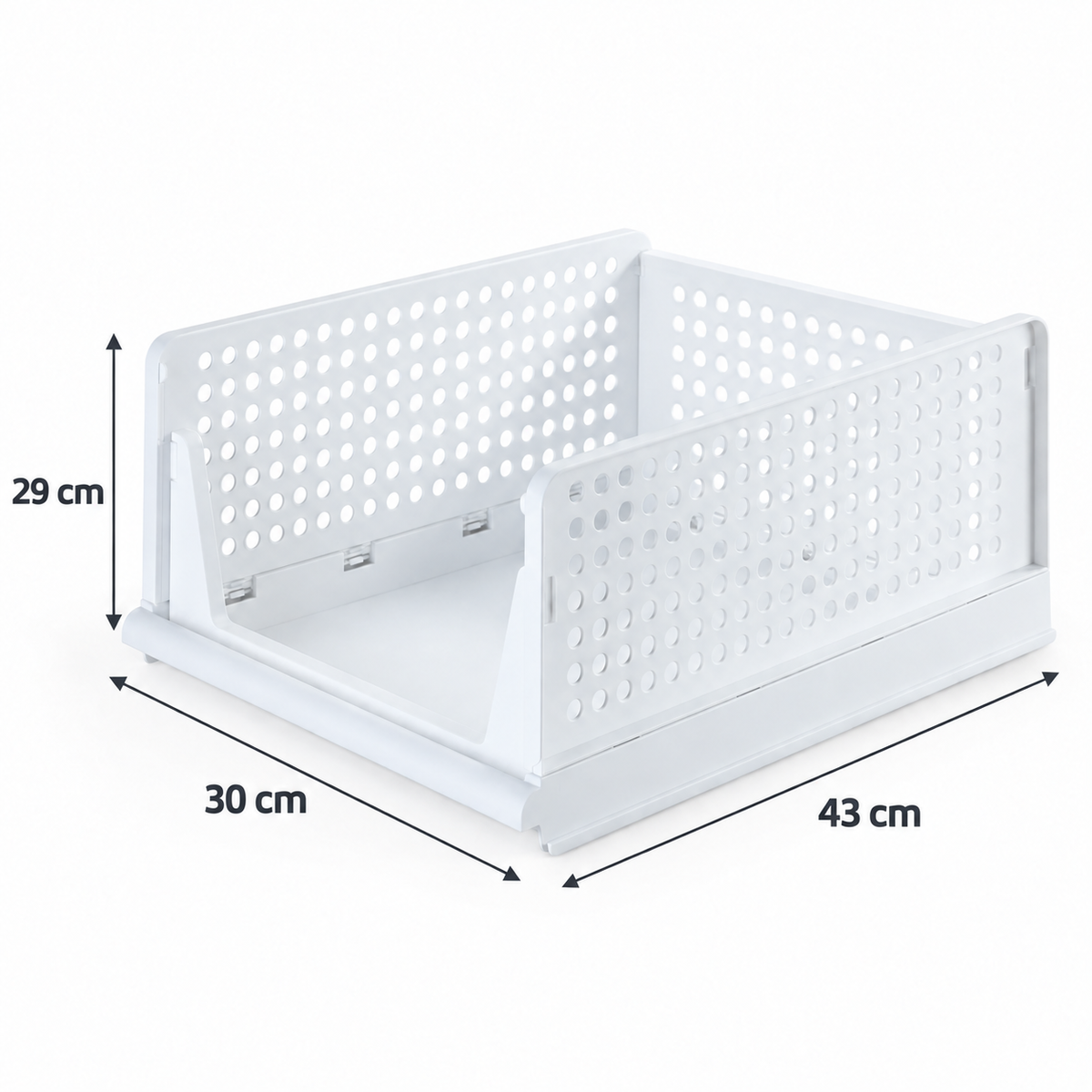 Organizator modular pliabil pentru haine și obiecte, stivuibil, cu sistem glisant, 30 × 43 × 29 cm, Alb