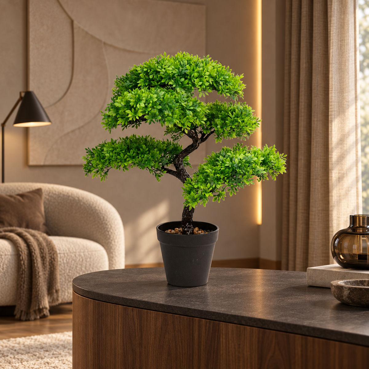 Bonsai Artificial Zen Oasis – Fără Întreținere, Eleganță și Calmitate, 40 cm
