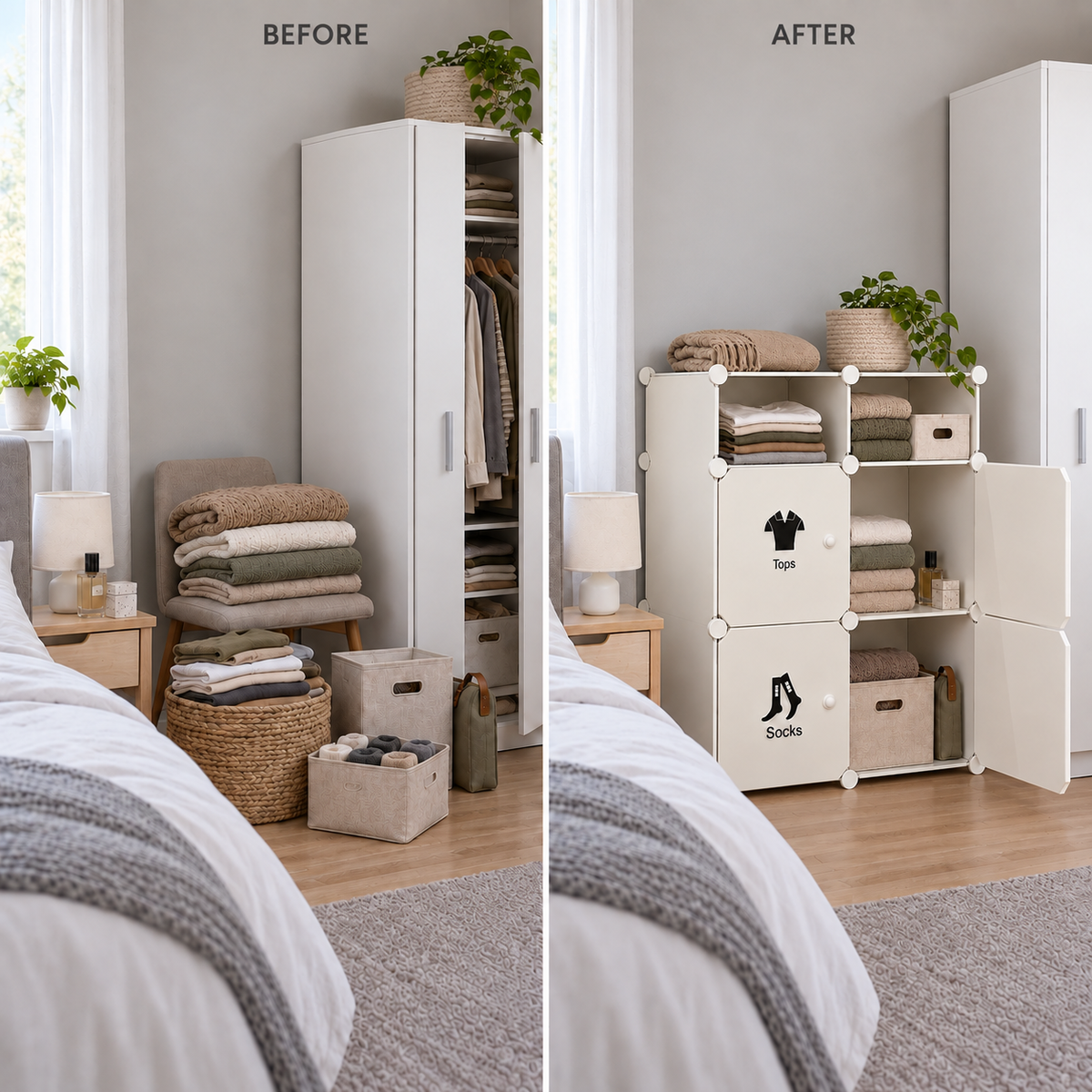 Dulap Modular cu 6 Compartimente – Depozitare Compactă și Configurare Flexibilă, Alb
