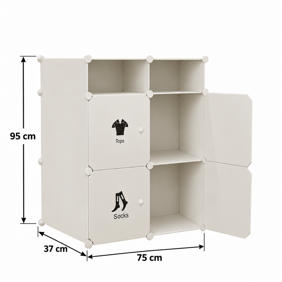 Dulap Modular cu 6 Compartimente – Depozitare Compactă și Configurare Flexibilă, Alb