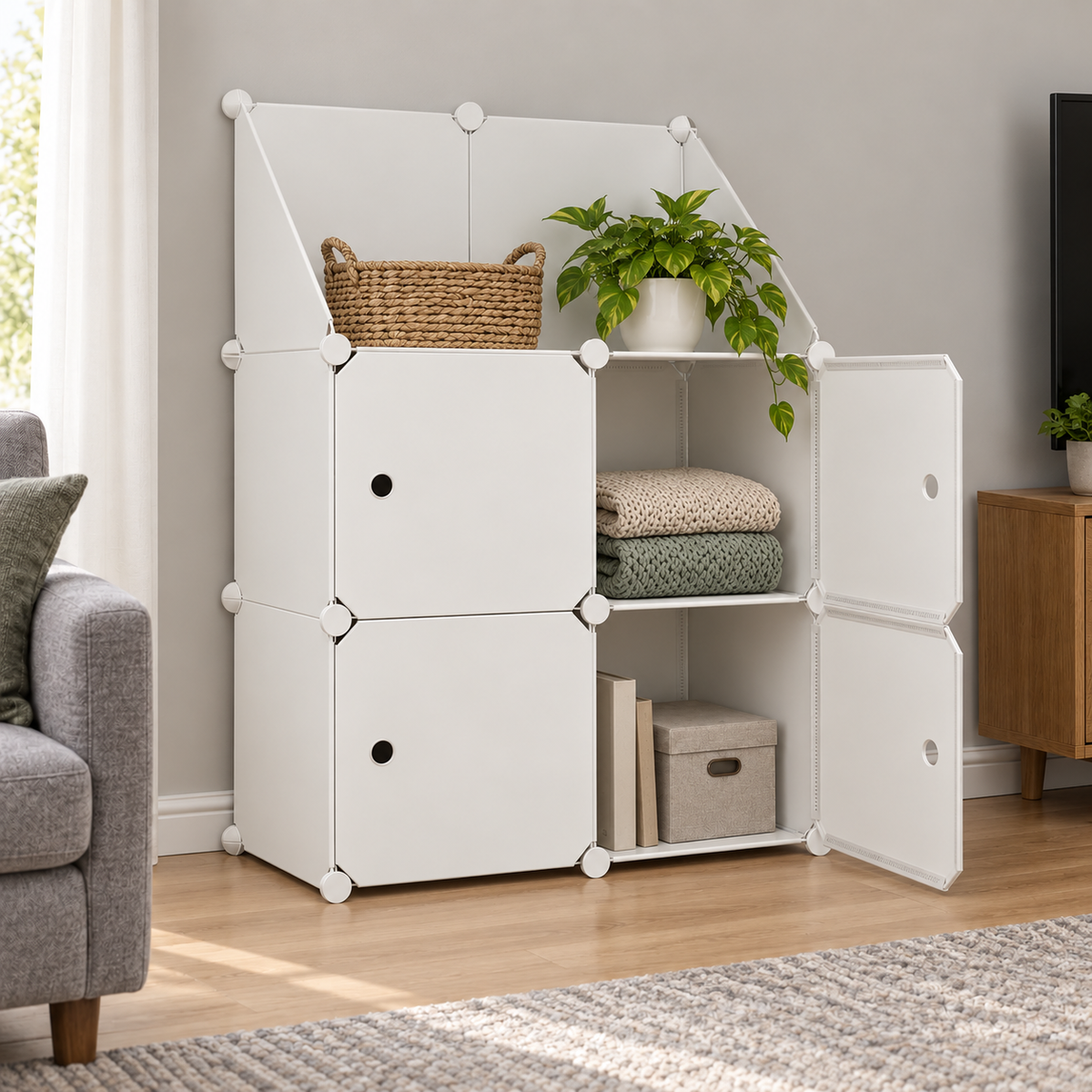 Dulap modular Urban Loft, 4 uși – depozitare compactă, 110 × 75 × 37 cm