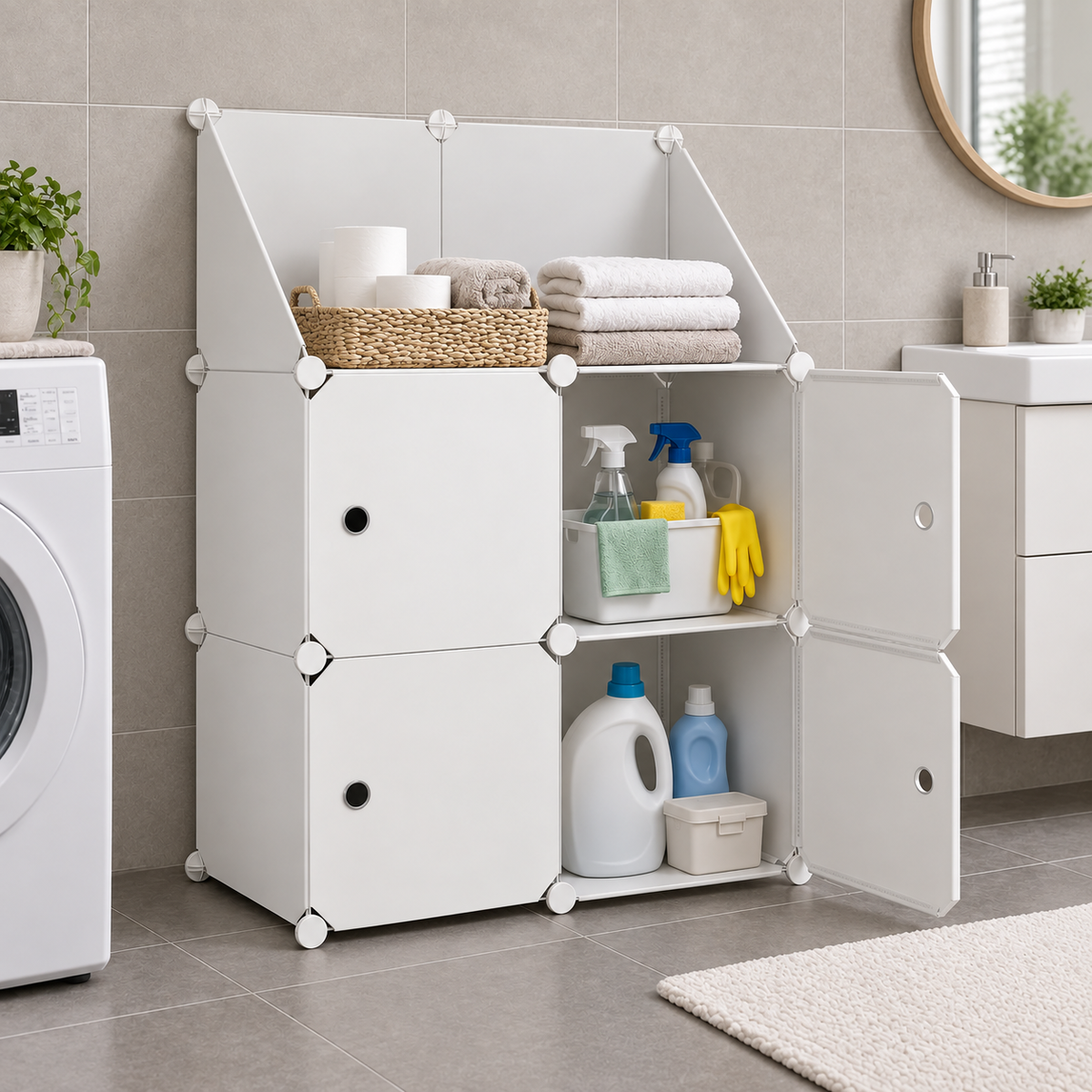 Dulap modular Urban Loft, 4 uși – depozitare compactă, 110 × 75 × 37 cm