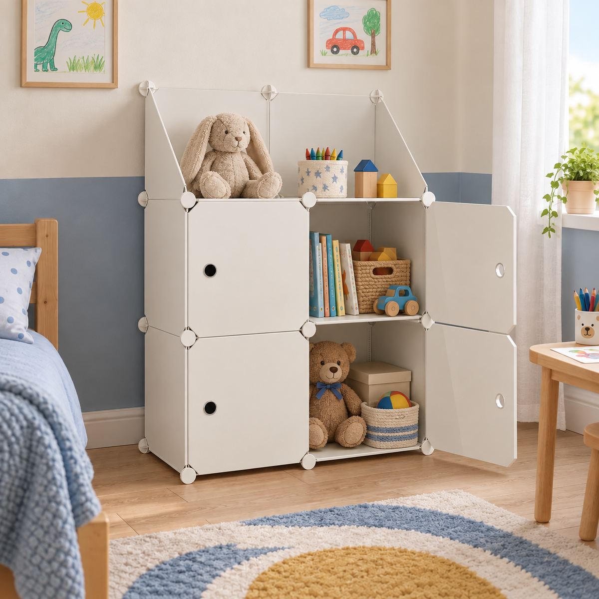 Dulap modular Urban Loft, 4 uși – depozitare compactă, 110 × 75 × 37 cm
